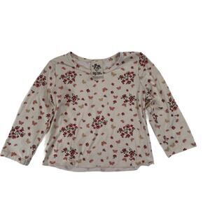 Lily Bleu Girls Floral Butterfly Long Sleeve Top Pink Cream Size 4T Cottagecore